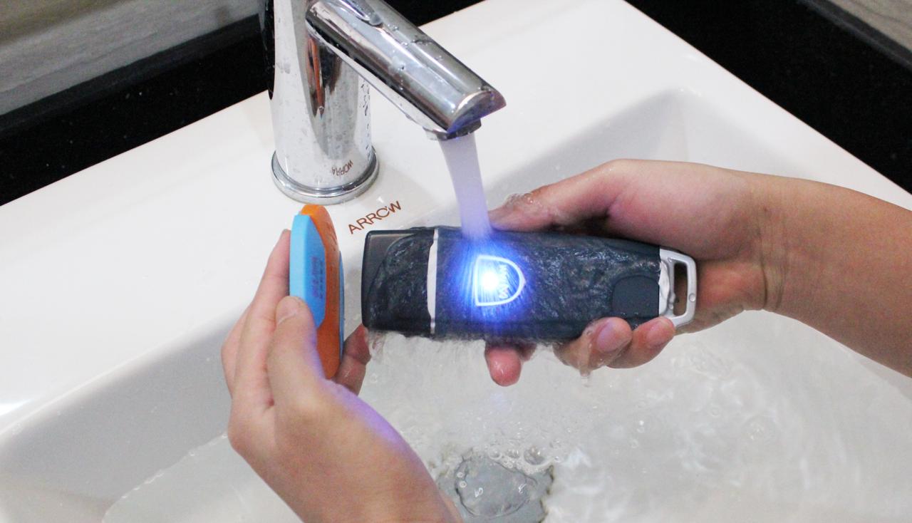JWM device tested under running water