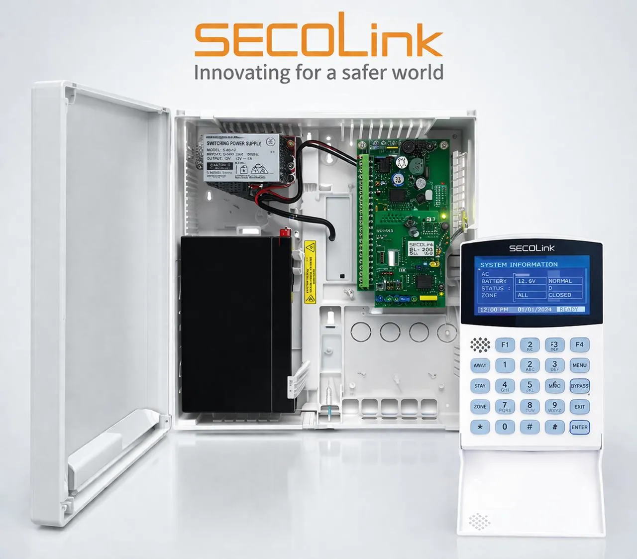 Secolink alarm control panel with keypad for intrusion detection by Isys Technologies